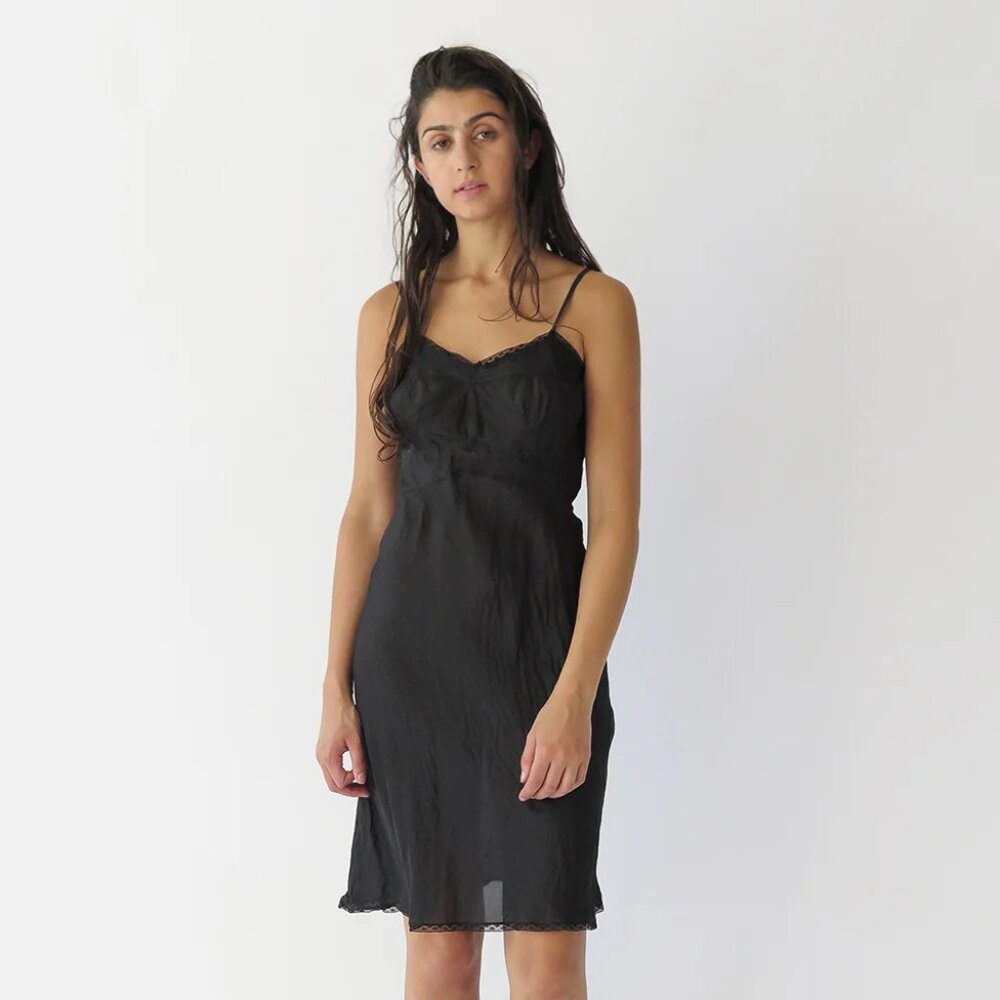 Unworn Erica Tanov Lola Silk Slip Dress in Black
